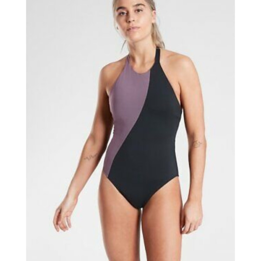 Athleta Vermillion ASYM Colorblock One Piece Swimsuit